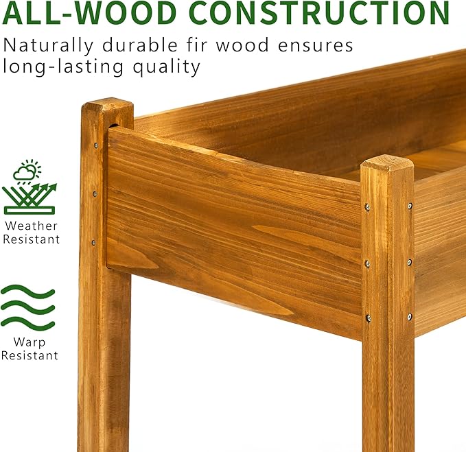Premium Fir Wooden Raised Garden Bed with Four Legs for Backyard and Balcony Gardening,Suitable for Indoor and Outdoor use,49.5''×23.5''×30''