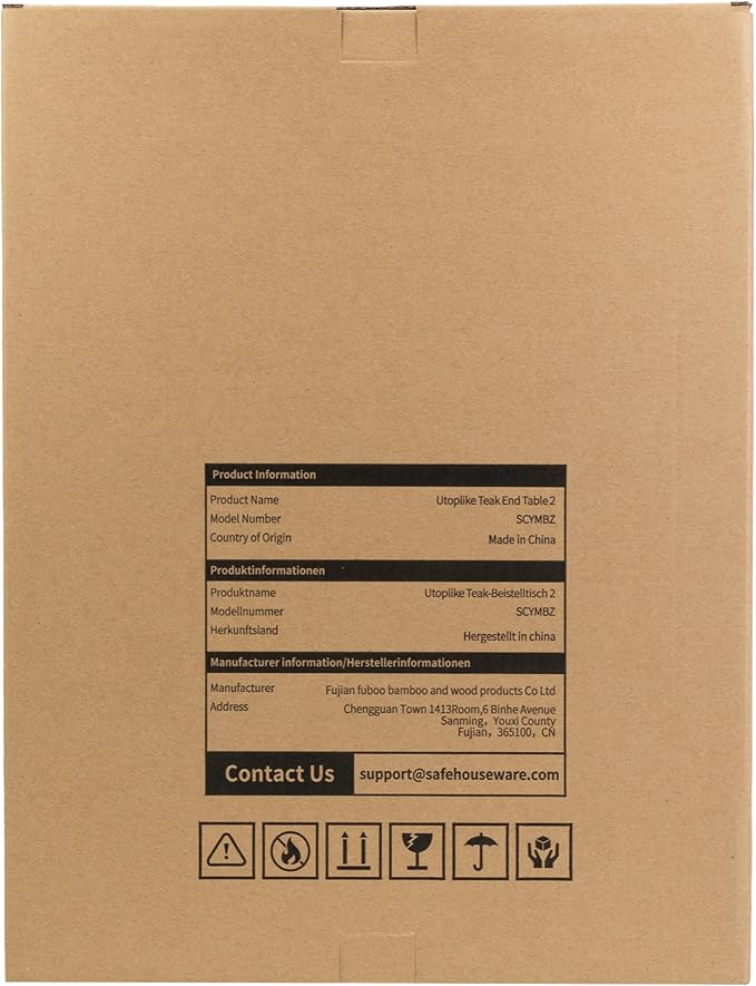 Utoplike Teak Side Table Outdoor, Patio End Table Double Layer, Wooden Coffee Accent Tables for Backyard, Garden, Bed, Living Room, Couch, Two-Tier