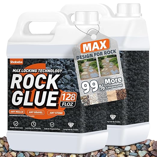 Rock Glue, 2Gallon Mulch Glue for Landscaping, Fast-Dry Strong Pea Gravel Stabilizer Landscape, Non-Toxic Long-Lasting Dries-Clear Strong Pea Gravel Binder for Pebble, Pine Straw for Outdoor Gardens