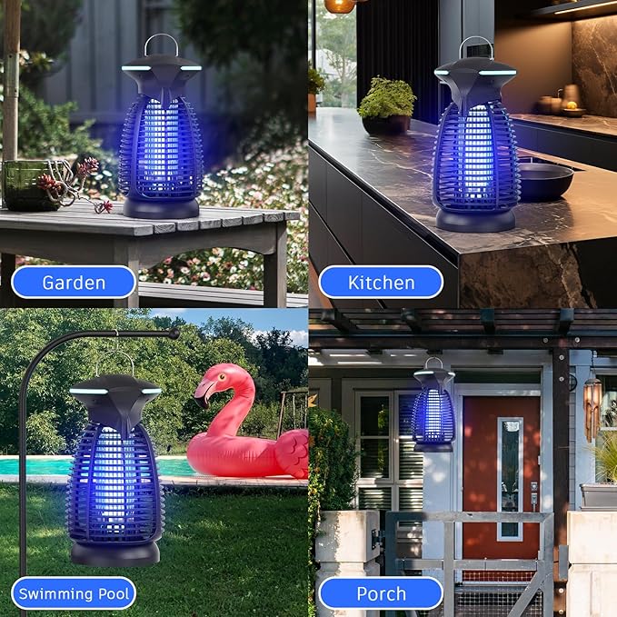 Bug Zapper Outdoor for Mosquito Flies - Waterproof Insect Killer Trap Lamp Electric 4200V Powerful Bug Zappers Indoor with LED Light for Patio Porch Garage Backyard & Home