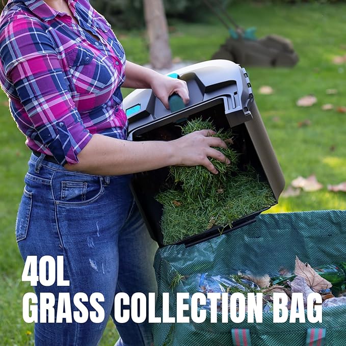 Electric Lawn Mower Cordless, 2x20V 16 inch Push Lawn Mower with 6-Position Cutting Height Adjustment, 2x4.0Ah Battery & Dual Charger Included