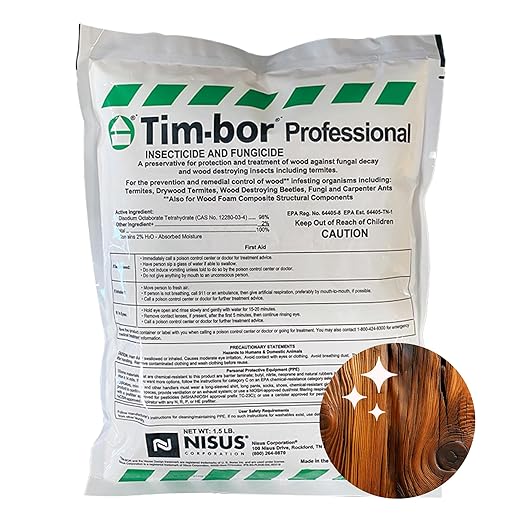 Nisus Tim-BOR Professional Insecticidal Dust, Water-Soluble Borate Powder, Wood Preservative and Fungicide for Termites, Carpenter Ants, Wood Decay, 1.5 lbs