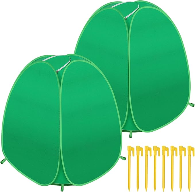 2 Pack Plant Covers Freeze Protection, Pop Up Shrub Frost Covers for Outdoor Plants Warm Plant Protectors Tent for Winter Protecting Fruit Potted Plants and Shrub from Freezing Animals Eating(22x22x23