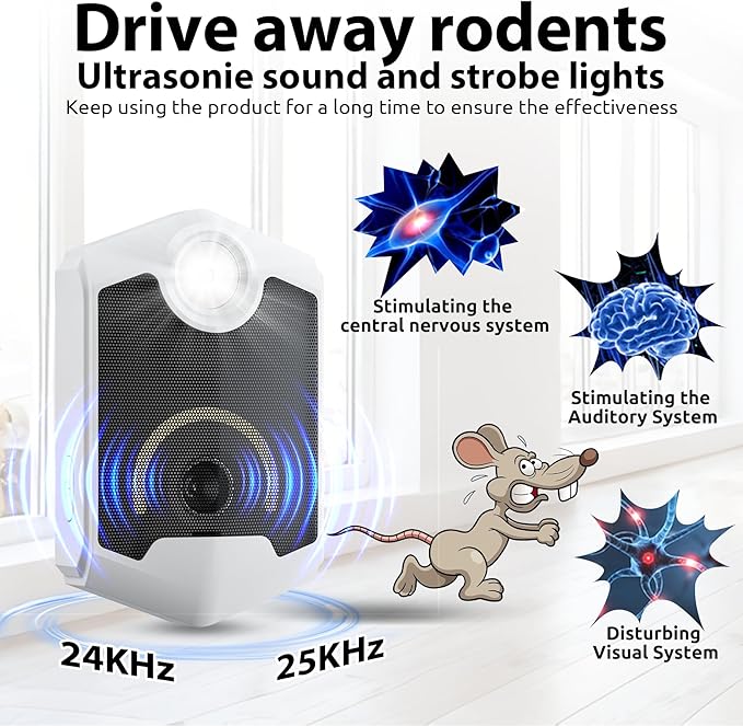 Ultrasonic Pest Repeller Plug in (4 Pack) - Rodent Repellent Indoor Electronic Pest Control with Flashing Light, Mouse Deterrent, Pest Repellent Ultrasonic for Mice, Rat, Spiders, Roaches, Insects