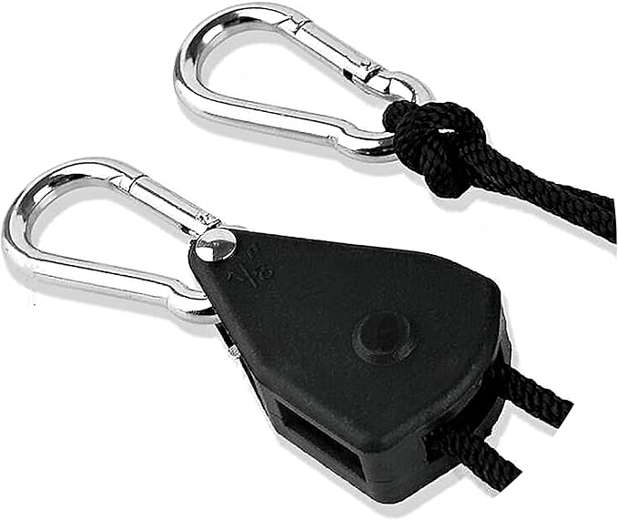 2 Pair of 1/8 inch Adjustable Rope Hanger Heavy Duty for Grow Light Rope Hangers Loose-Proof Design Light Fixture Hangers (4 Pcs)