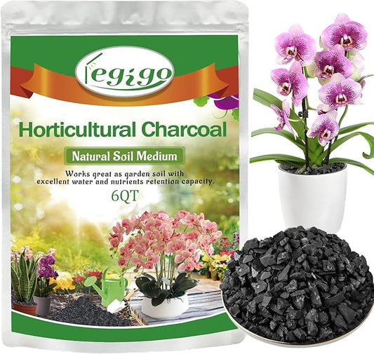 Legigo 6QT All Natural Horticultural Charcoal- Activated Hardwood Plant Charcoal for Soil Amendment, Conditioning Bonsai Soil, Succulent Soil, Terrarium Supplies, Indoor Plant Potting Soil