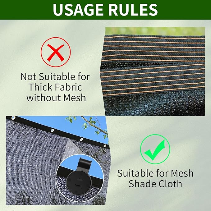 20 Pieces Shade Cloth Plastic Clips Heavy Duty Lock Grips, Round Plastic Black Clips Sunshade Net Fixing Clip Fix Clamp, Shade Fabric Clips for Bird Netting, Greenhouse Outdoor Garden Netting