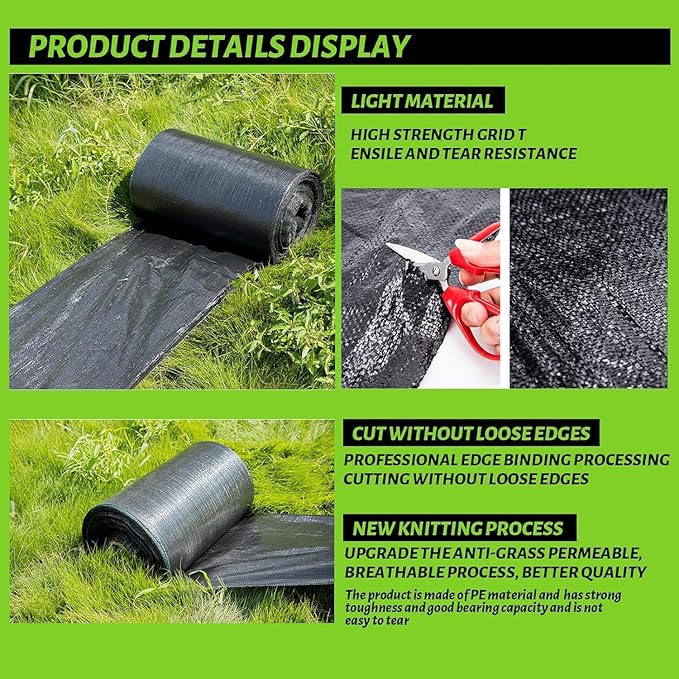 6.5x300FT Landscape Fabric, Weed Barrier Fabric, Durable & Effective Garden Cloth Weed Barrier, Heavy-Duty Landscaping Fabric for Weed Control, French Drains, Yard, Driveway