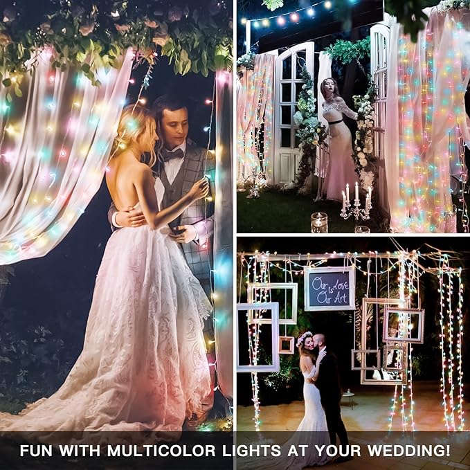 suddus String Lights Indoor Bedroom Connectable, 33ft 100 Led Multicolor Christmas Light Outdoor Clear Wire, Plug in Fairy Lights with Remote for Classroom Dorm Decorations