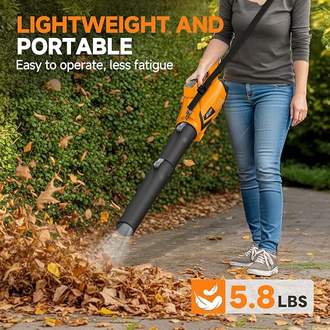 Alloyman 40V Leaf Blower Cordless, 650 CFM Brushless Battery Powered Leaf Blower with 2×2.0Ah Batteries & Charger, 3 Speed + Turbo Mode Electric Blower for Lawn Care, Yard, Garage, Leaves, Dust, Snow