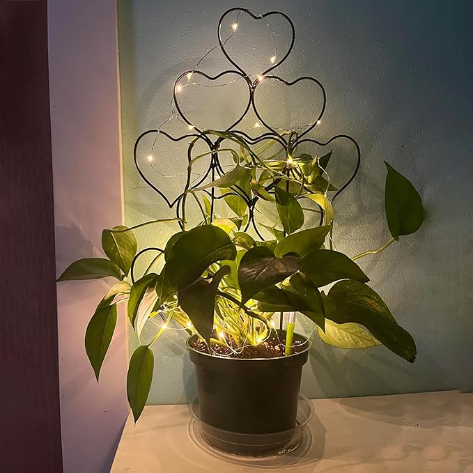 Indoor Plant Trellis for Climbing Plants, Stackable Garden Trellis for Potted Plants, Small House Plant Trellis for Vine Ivy Flower Plant Support Outdoor DIY Metal Trellis 3 Pack, Black