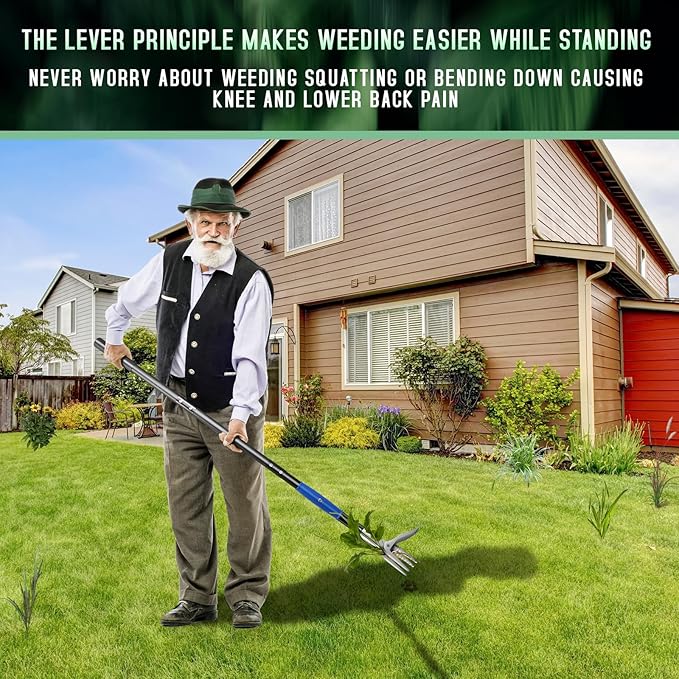 Heavy Duty Stand Up Weeder with Ejection Handle, Standing Weed Puller with Steel Handle, Gardening Tools,Weeder with Steel Claw, Weed Remover Tool Without Bending, Pulling,Kneeling.Weeding Tool.