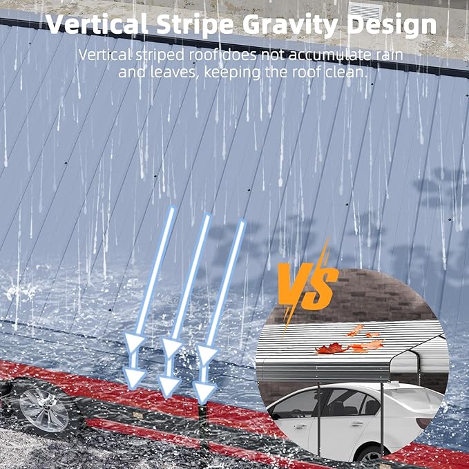 Mental Carport Canopy 12x20 Heavy Duty, Outdoor Car Ports Garage with Galvanized Steel Roof and Frame, Car Shelter Protect from Sun and Heavy Snow for Boat, Car and Tractors