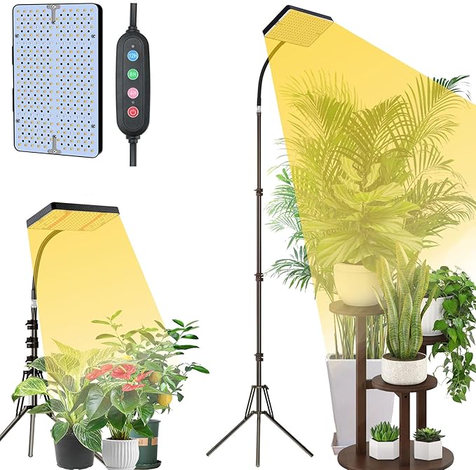 Smart Control Tall Bonsai Tree Grow Light with Stand and Timer, 25 Watt Standing Plant Growing Lamps for Large Houseplants, Adjustable 12"-48" Tripod Stand Grow Light