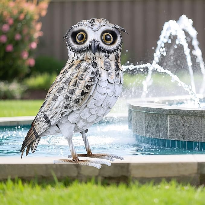 Shorayn Metal Owl Decor Garden Statue Outdoor Sculpture Yard Art for Patio Lawn Backyard Home Decoration Great Gifts
