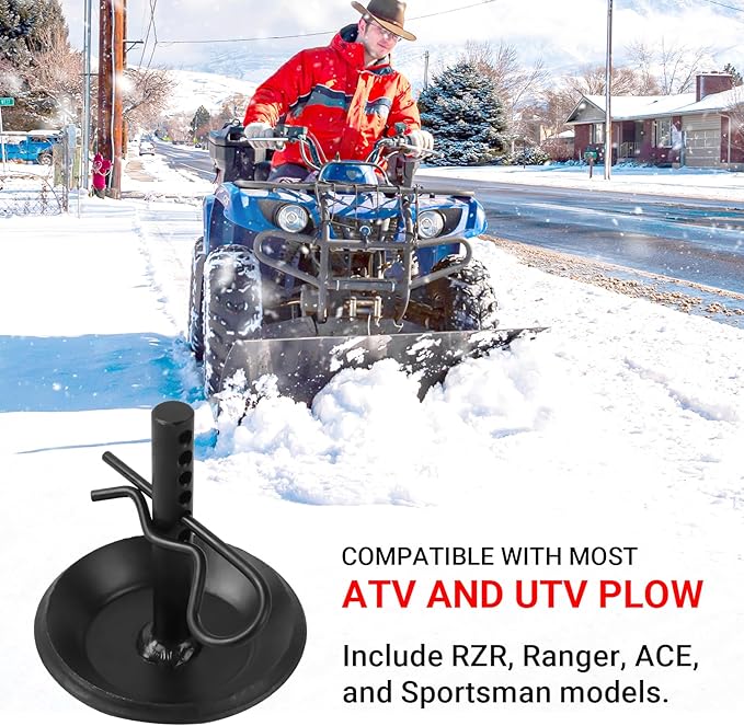 AR-PRO Replacement Snow Plow Skid Shoes for Compatible with ATV/UTV Polaris K-Plow 2205071 and 2208864 - Hardened Steel Snow Plow Non-Slip Base with Quick-Release Cotter Pins (2-Pack, Black)