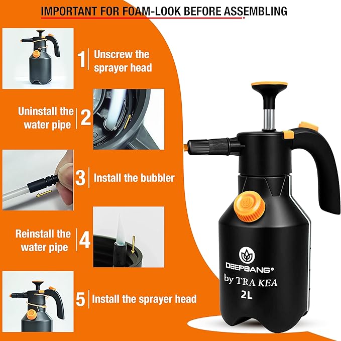 Premium 2L Handheld Pump Sprayer Adjustable Nozzle Water and Foam Continuous Spray Bottle for Car Washing Gardening Household Cleaning – Heavy Duty Chemical Resistant