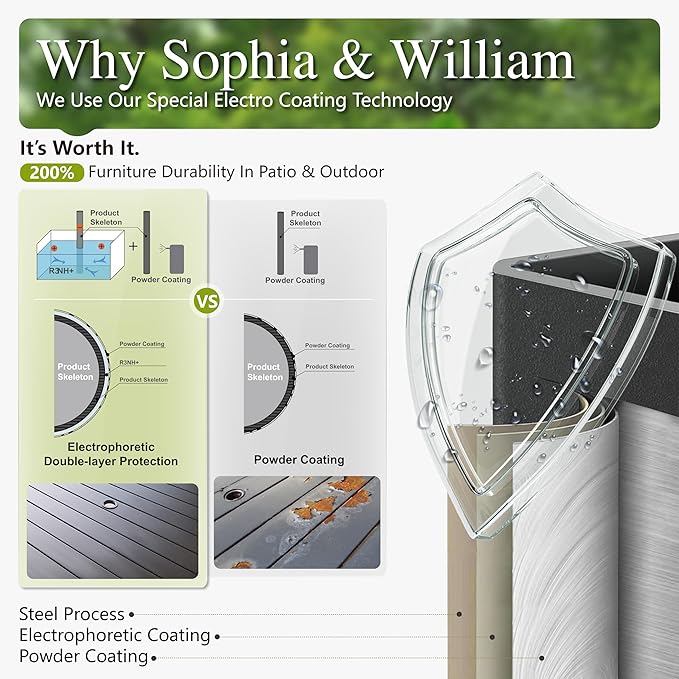 Sophia & William 9 Pieces Patio Dining Set for 8, All Weather Square Metal Patio Table and Wicker Chairs Set, Large Outdoor Dining Set for Outside, Black Tabletop