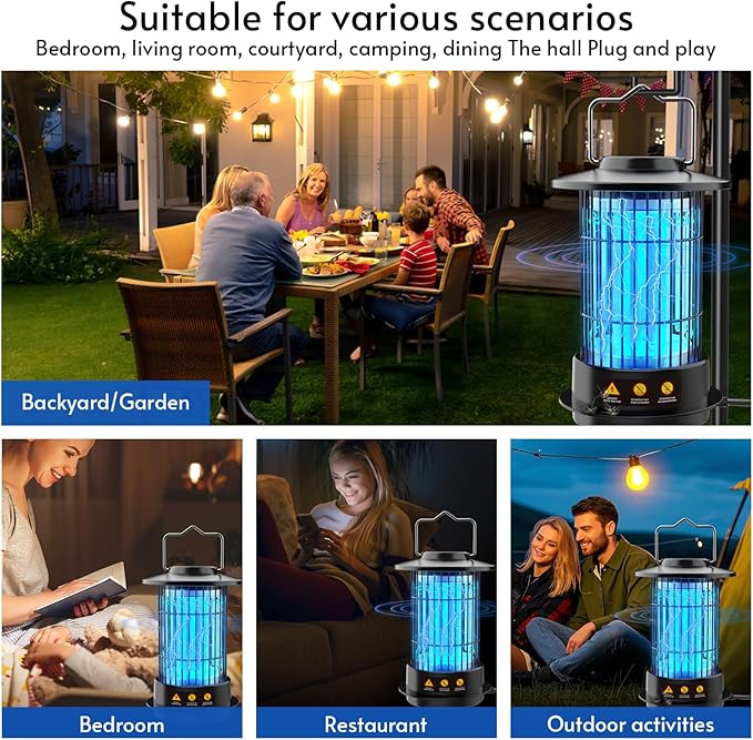 Bug Zapper Indoor Outdoor - Mosquito Zapper 4200V 18W Fly Zapper Insect Fly Wasp Gnat Traps Killer for Home Patio Camping, Plug-in with 4.92 Ft Cord