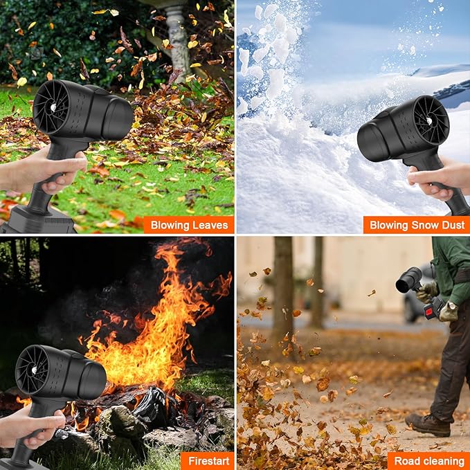 Leaf Blower Cordless with Battery, Portable Handheld blowers, Press to Variable Speed, 15000RPM 150MPH, 18V*2 Pcs Battery Powered, Snow Blowing, Lawn Care, Patio, Blowing Leaves