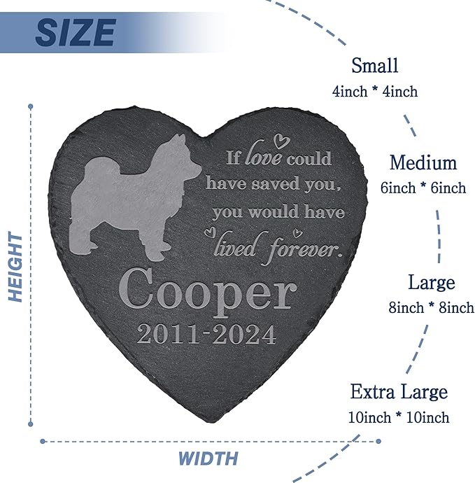 Dog Memorial Stone Dog Garden Statue - Dog Memorial Gifts - Dog Tombstone - Dog Loss Gift - Loss of Dog Gifts - Heart