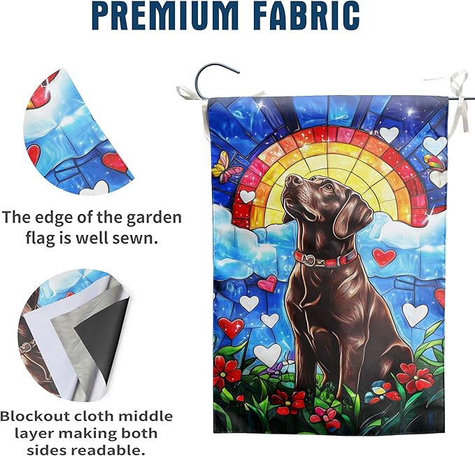 Chocolate Rainbow Labrador Dog Memorial Garden Flag 12x18 Double Sided