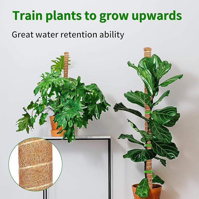 2 Pack Moss Pole, 35.4-Inch Moss Poles for Plants Monstera,Bendable Plant Support Stakes for Climbing Plants Indoor, Garden Trellis Plant Stick for Potted Plants, Pothos Philodendron