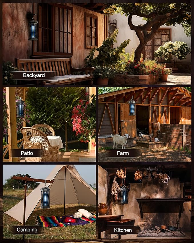 Minimoon Bug Zapper Outdoor 4000V Powerful Electric Mosquito Zapper, 15w Fly Trap Outdoor, IPX4, Corded Fly Zapper for Indoor, Yard, Backyard, Patio, Camping (Black)