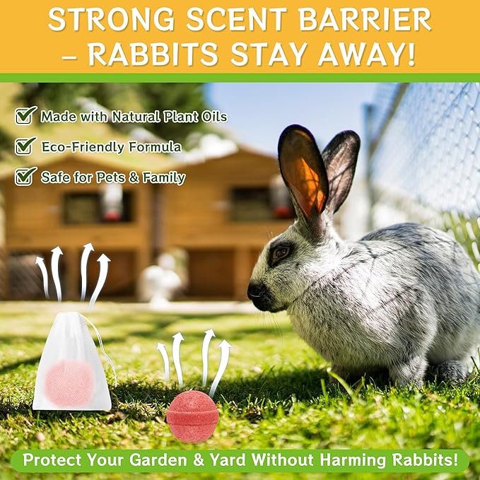 24PCS Deer Rabbit Repellent - Natural Peppermint Oil Deer Repellent for Garden Lawn Yard, Rabbit Repellant Keep from Eating Plants Flowers, for Kids and Pet Safe