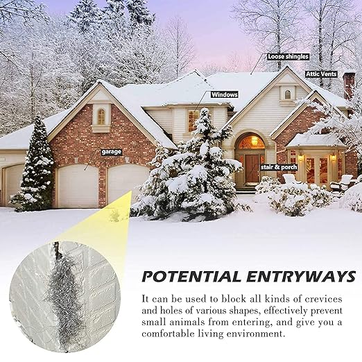 60FT(1.3 LB) Steel Wool Roll, Coarse Wire Fabric for Pest Control, Hardware Gap Blocker & Animal Proofing in Home & Garden (DIY Kit)