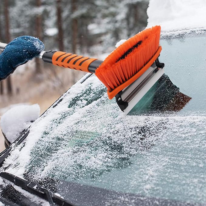 KeFanta Snow Removal Brush and Ice Scrapers for Car Windshield, 3 in 1 Heavy Duty 42'' Extendable Broom for SUV and Truck Window, Automotive Winter Accessories