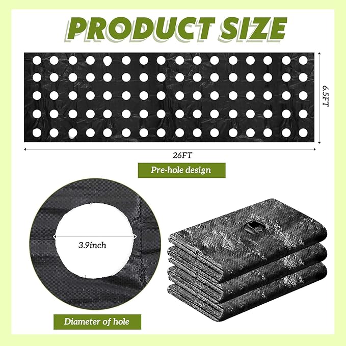 78 x 6.5 ft Garden Weed Barrier Landscape with Planting Holes Fabric Heavy Duty Weed Barrier Fabric Mat, Gardening Weed Cover Mat for Outdoor Garden Greenhouse Planting, Orchard