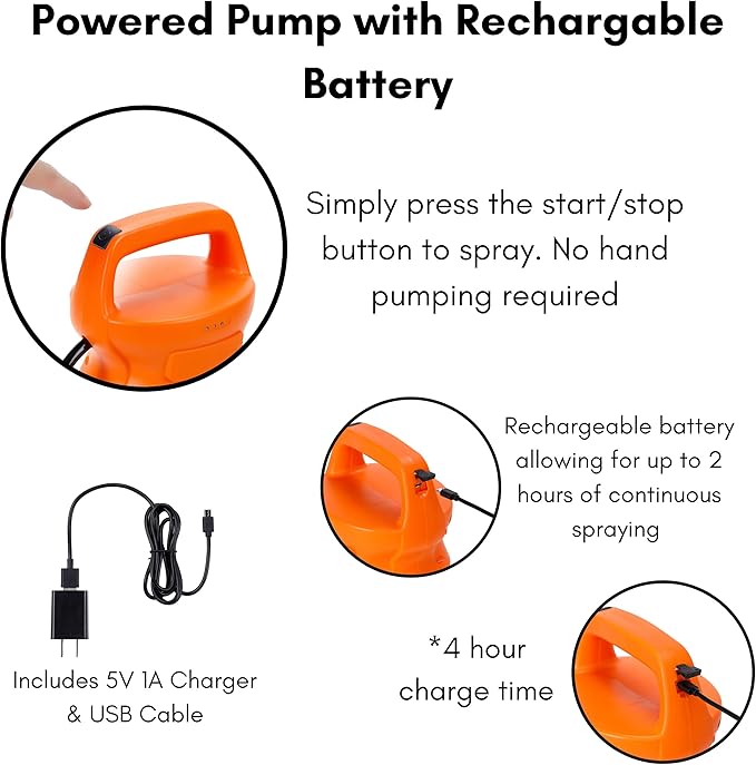 BIRDROCK HOME Garden Sprayer with Battery Powered Pump - Stainless Steel Wand, Rechargeable, Adjustable Spray, & Portable for Lawn, Garden, Plants, and Cleaning - White Translucent Body - 2-Gallon