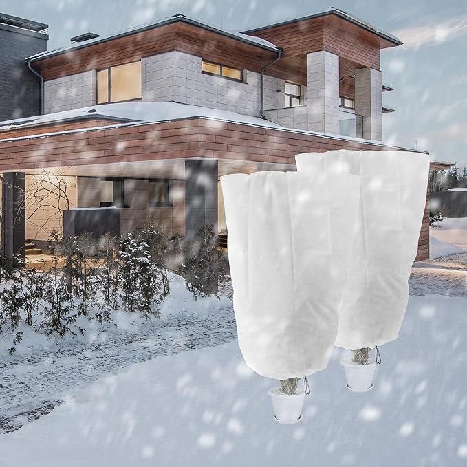 Alpurple 6 Packs Winter Zipper Plant Covers - 47" X 31.5" Warm Plant Protection Cover Bags, Frost Cloth Blanket Protecting Fruit Tree Potted Plants from Freezing Animals Eating