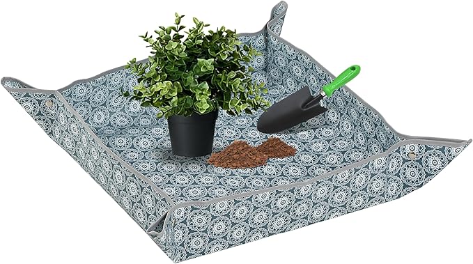 Heavy-Duty Waterproof – Indoor Plant Transplanting & Mess Control Mat, Thick Succulent Potting Tray for Soil Change, Spill-Proof Gardening & Pet Grooming Mat (M - 29.5" X 29.5")
