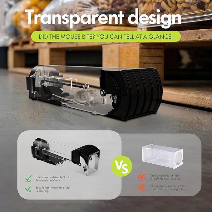 Humane Mouse Trap | Catch and Release Mouse Traps That Work | Mice Trap No Kill for mice/Rodent Pet Safe (Dog/Cat) Best Indoor/Outdoor Mousetrap Catcher Non Killer Small Capture Cage