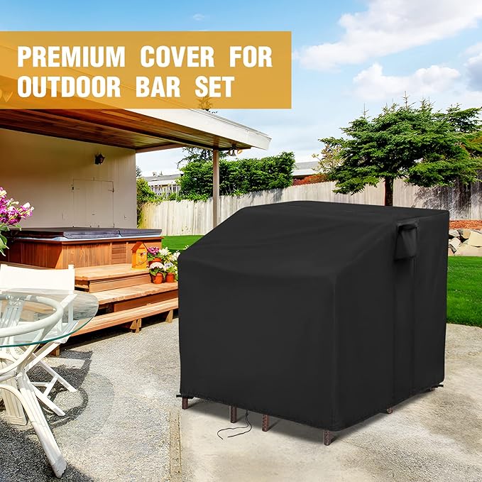 41 Inch Waterproof Outdoor Bar Set Cover, Heavy Duty Patio Bar Set Cover for Wicker Bar Table Set 41"x38"x40",Balcony Bar Set with Stools Cover