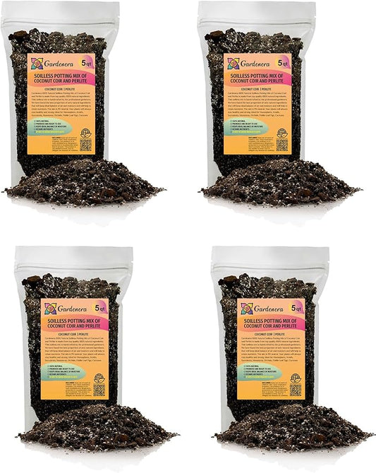 Premium Coco Coir and Perlite Potting Mix, Soil for Maximum Plant Growth, Perfect for Indoor and Outdoor Container Gardens by Gardenera - 20 Quart