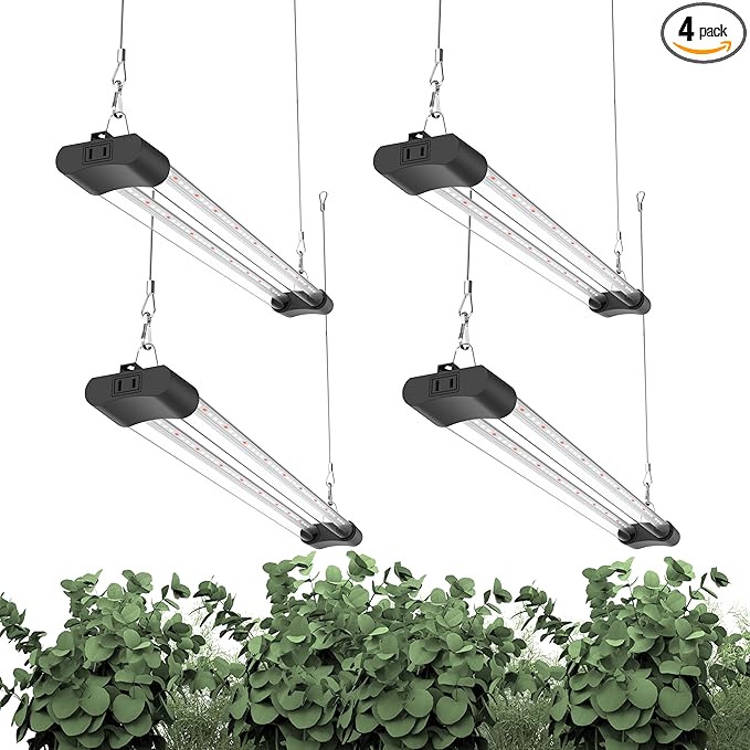 LED Grow Light Full Spectrum Light Linkable 5000K Daylight + 660nm Red Indoor Plant Lighting Fixture (4-Pack 2 FT)
