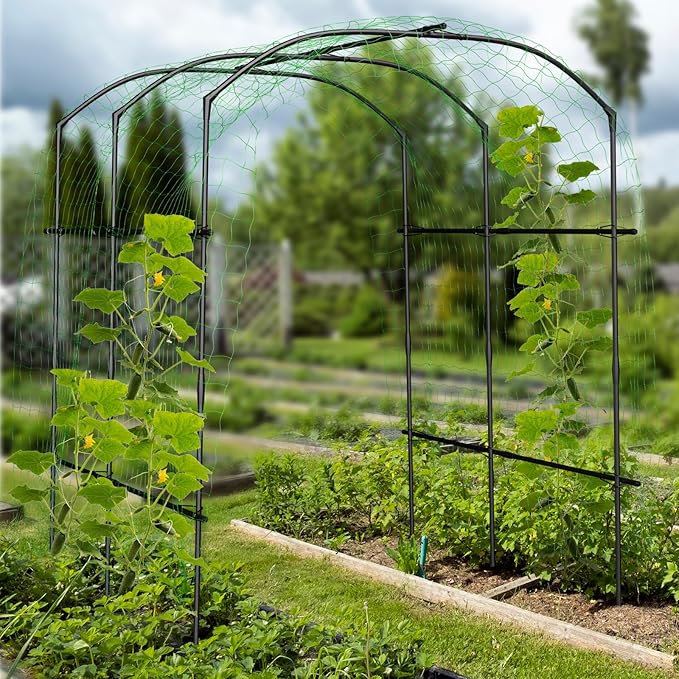 DoCred Tall Garden Arch Trellis for Climbing Plants, 87in Tall Metal Plant Support Trellis Archway for Climbing Vine Vegetable/Fruit/Flower Outdoor Yard Lawn Garden Arch Tunnel Trellis