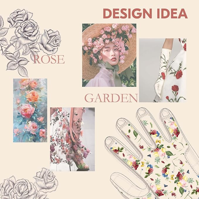 Vgo... 1 Pair Women's Gardening Gloves NGG X1 with Fresh Rich Aromas,Abrasion-Resistant for Yard Work,Patented Seamless Non-Stitching Design(M,Rose&White,TP1131)