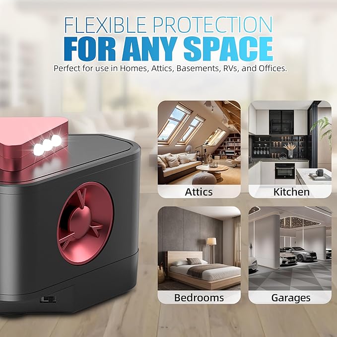 Newly Upgraded Chip-Ultrasonic Pest Repeller Indoor,Variable Frequency Rodent Repellent, Prevents Adaptation, Squirrel Repellent for House,Suitable for Attics,Garages,RVs,etc.