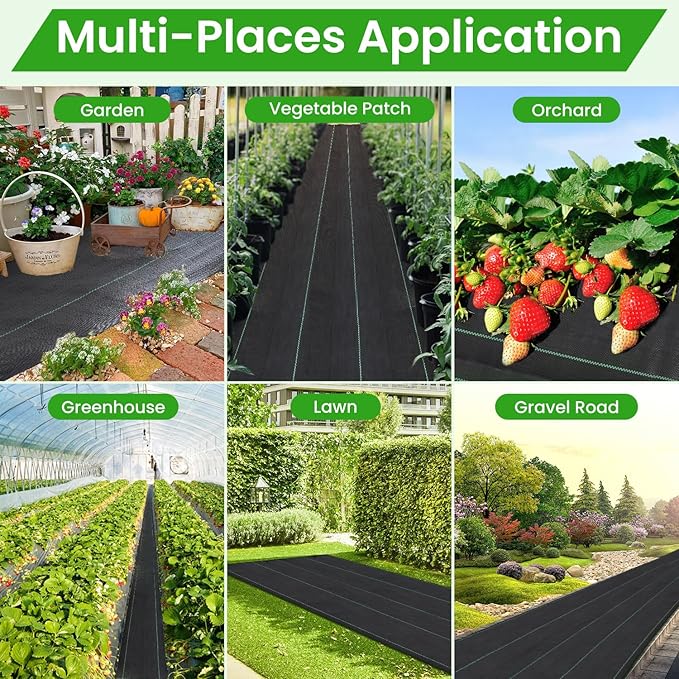 Weed Barrier Fabric, 4x300ft Landscape Fabric, 3.2oz Heavy Duty Durable Woven Geotextile Fabric, High Permeability Ground Cover Mat, Driveway Fabric, Garden Weed Control Cloth with 20 U-Securing Pegs