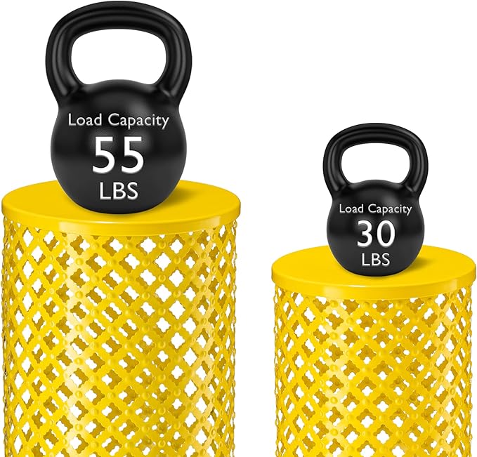 Glitzhome Outdoor Side Table Set of 2, Decorative Garden Stool for Indoor Outdoor Heavy Duty Metal Frame Accent Table Modern End Table, Yellow