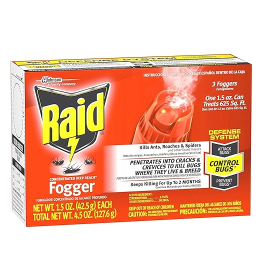 Raid® Concentrated Deep Reach Fogger, 1.5 oz, 3 Cans ( Pack of 3)