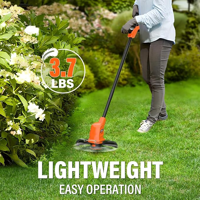 Maxlander 13Inch Electric Lawn Mower Cordless & Cordless Weed Wacker 10 inch with 2 PCS 20V 2.0Ah Batteries