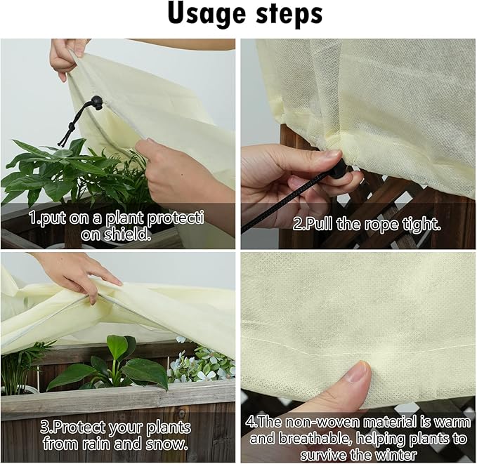 Rectangular Plant Protector, Winter Outdoor Garden Plant Frost Protection Blanket Bag, 2 Pieces, 51 x 27.5 x 17.7 inches