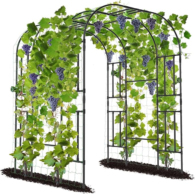 SUNYRISY Garden Arch Trellis, 87" x 59" x 47.2" Large Garden Trellis for Climbing Plants Outdoor, Tall Archway Plant Support Trellis Outdoor for Cucumber Grape Vine Vegetable Flower