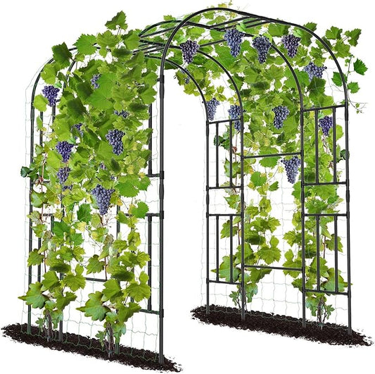 SUNYRISY Garden Arch Trellis, 87" x 59" x 47.2" Large Garden Trellis for Climbing Plants Outdoor, Tall Archway Plant Support Trellis Outdoor for Cucumber Grape Vine Vegetable Flower