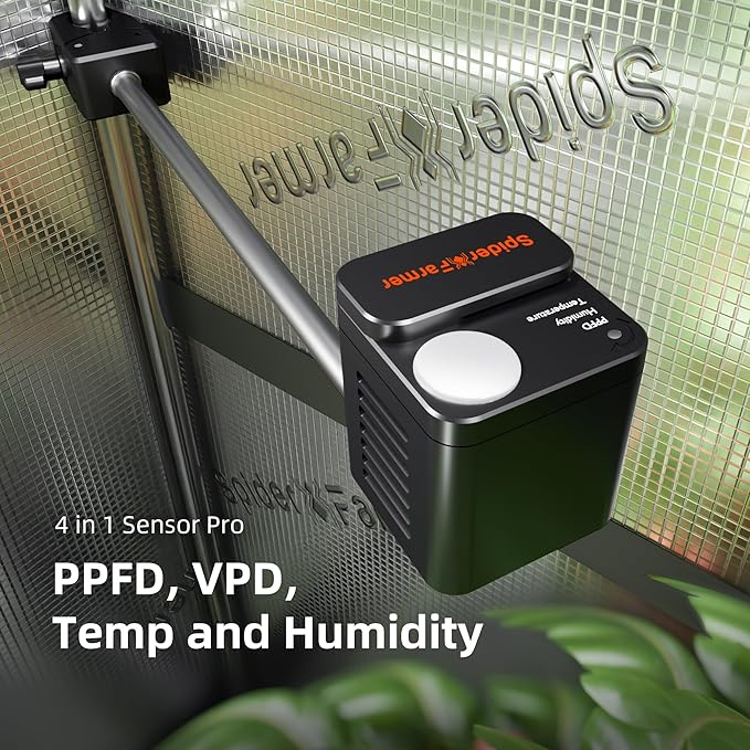 Spider Farmer GGS Sensor Pro Kits, 4-in-1 VPD/PPFD/Temp/Humid Sensor with CO2 Sensor, for Indoor Growing Environmental Monitoring Precision Control